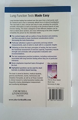 Lung Function Tests Made Easy by Joerg Steier ISBN 9780702035203