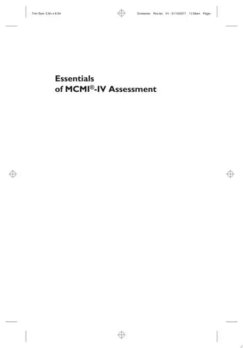 Essentials of MCMI-IV Assessment by Seth D. Grossman ISBN: 978-1119236429