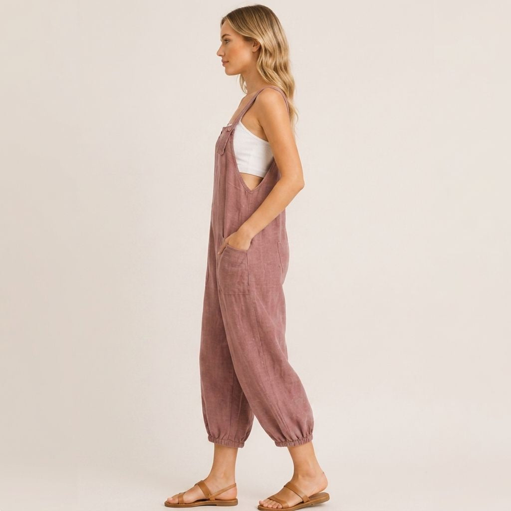 Digital Sewing Pattern for Women's Summer Linen Romper - Relaxed Balloon-Leg Jumpsuit Style