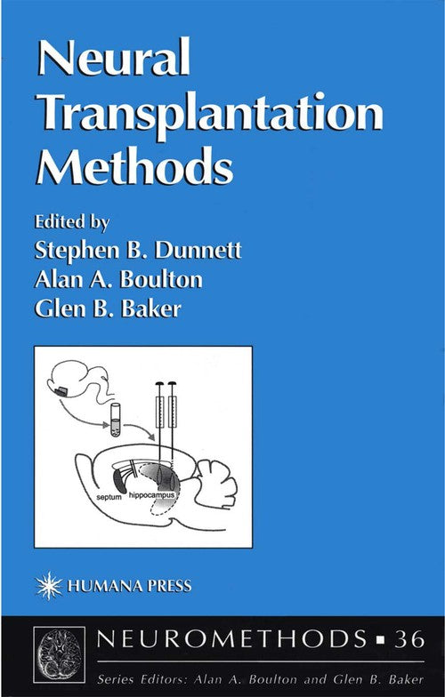 Neural Transplantation Methods by Stephen B Dunnett ISBN 9780896037939