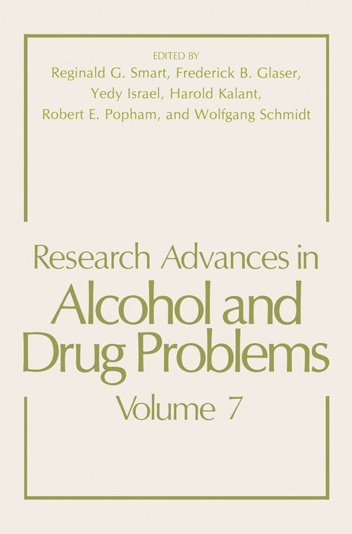 Research Advances in Alcohol and Drug Problems by Reginald Smart ISBN 9781461336280