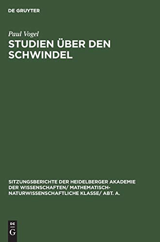 Studien ber Den Schwindel by Paul Vogel ISBN 9783111046198