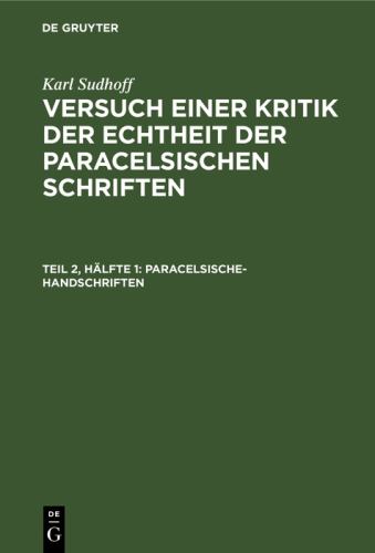 Paracelsische-Handschriften by Karl Sudhoff ISBN 9783112379356