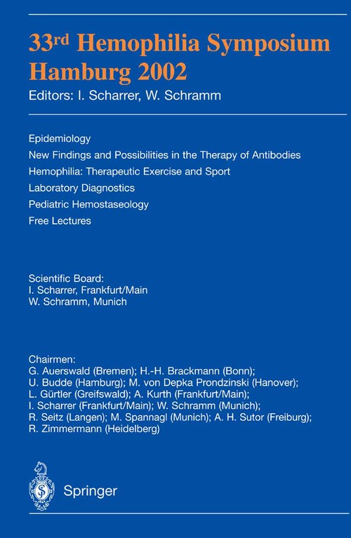33rd Hemophilia Symposium by I Scharrer ISBN 9783540009023
