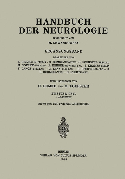 Handbuch der Neurologie by G Stertz ISBN 9783642504754