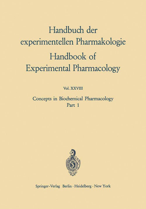 Concepts in Biochemical Pharmacology by Hs Ackermann | ISBN-13 9783642650543