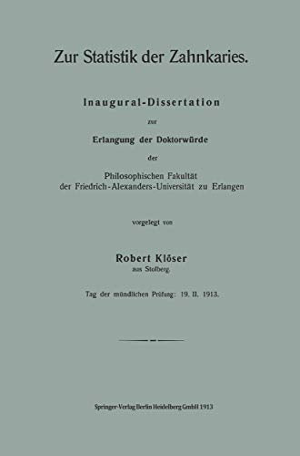 Zur Statistik der Zahnkaries by Robert Klser | ISBN-13 9783662227008