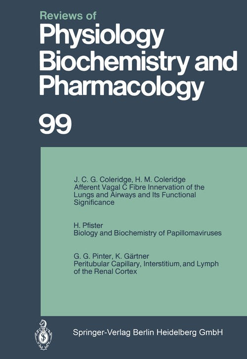 Reviews of Physiology, Biochemistry and Pharmacology by Jcg Coleridge ISBN 9783662310342