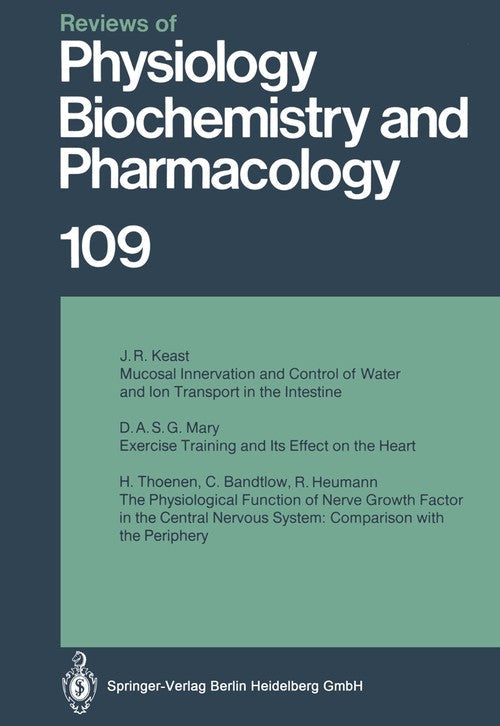 Reviews of Physiology, Biochemistry and Pharmacology by Jr Keast ISBN 9783662310632