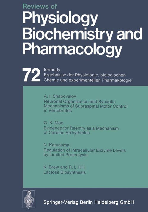 Reviews of Physiology, Biochemistry and Pharmacology by U Trendelenburg | ISBN-13 9783662310854