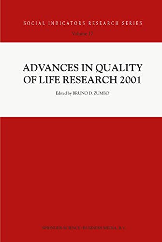 Advances in Quality of Life Research 2001 by Bruno D Zumbo | ISBN-13 9789048162093