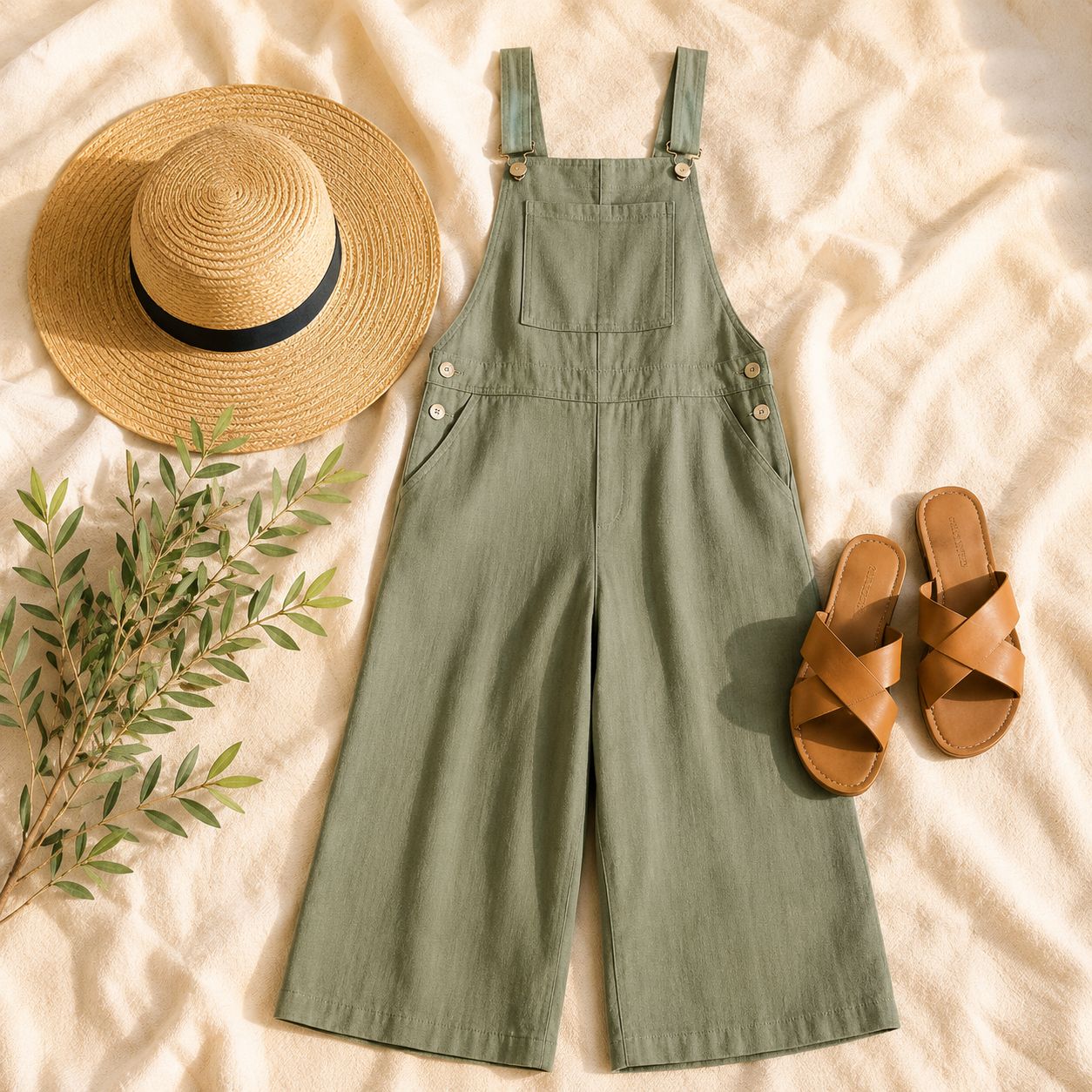 Digital Sewing Pattern for Women's Wide Leg Utility Jumpsuit - Adjustable Strap Dungaree Overalls - Beginner-Friendly