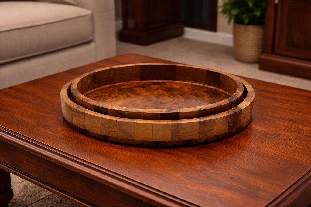 Arar Melssa Trays (Set of 3) | Handcrafted Arar Thuya Wood Decor – Unique Moroccan Wood