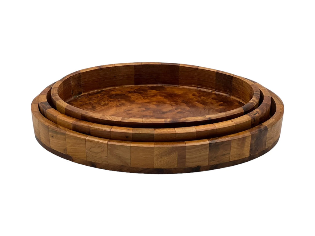 Arar Melssa Trays (Set of 3) | Handcrafted Arar Thuya Wood Decor – Unique Moroccan Wood