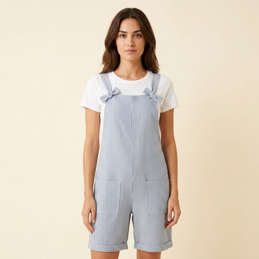 Digital Sewing Pattern for Romper & Overalls - Bow-Strap Detail - Beginner-Friendly