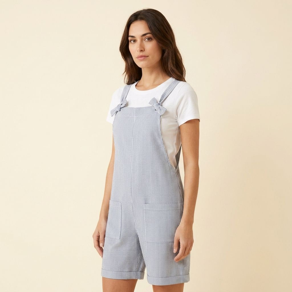 Digital Sewing Pattern for Romper & Overalls - Bow-Strap Detail - Beginner-Friendly