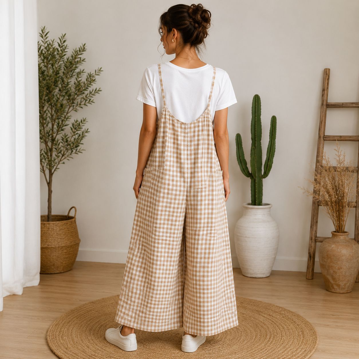 Digital Sewing Pattern for Women's Wide Leg Overalls - Loose Fit Strappy Dungaree Jumpsuit - Beginner-Friendly
