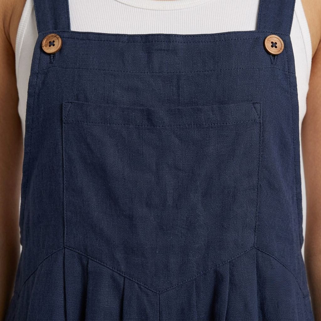 Digital Sewing Pattern for Women's Summer Linen Short Overalls - Button Strap Playsuit Style