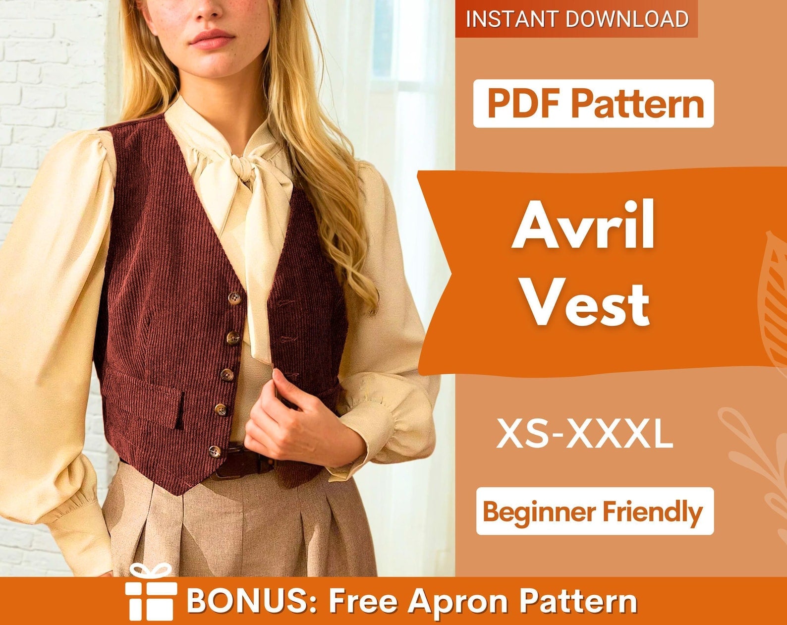 Vest Pattern, Waistcoat Sewing Pattern, Sewing Patterns, Women Pattern, Vest Sewing Pattern, Top Sewing Pattern for Women