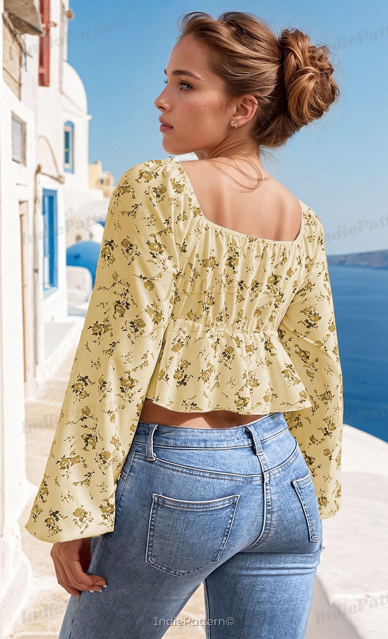 Milkmaid Blouse Pattern, Puff Sleeve Sewing, Milkmaid Top Pattern, Cottagecore Top, Cottagecore Pattern, Sewing pattern Top