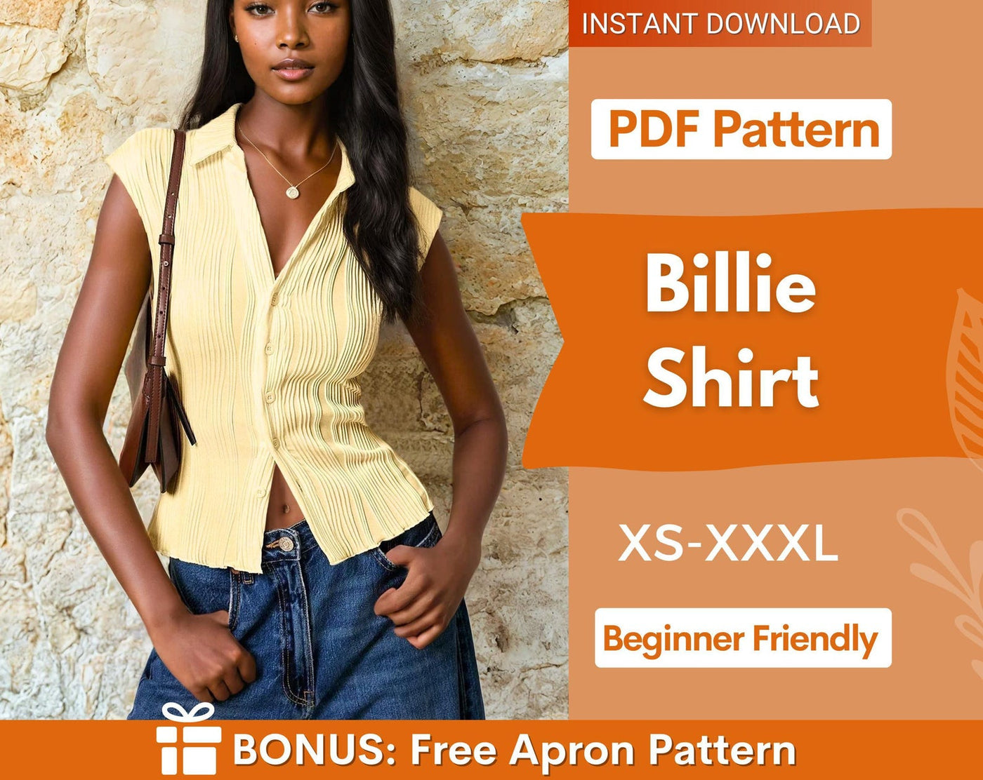 Short Shirt Sewing Pattern, Button Up Shirt Pattern, Fitted Shirt Sewing Pattern, Sewing patterns Women, Summer Top Pattern