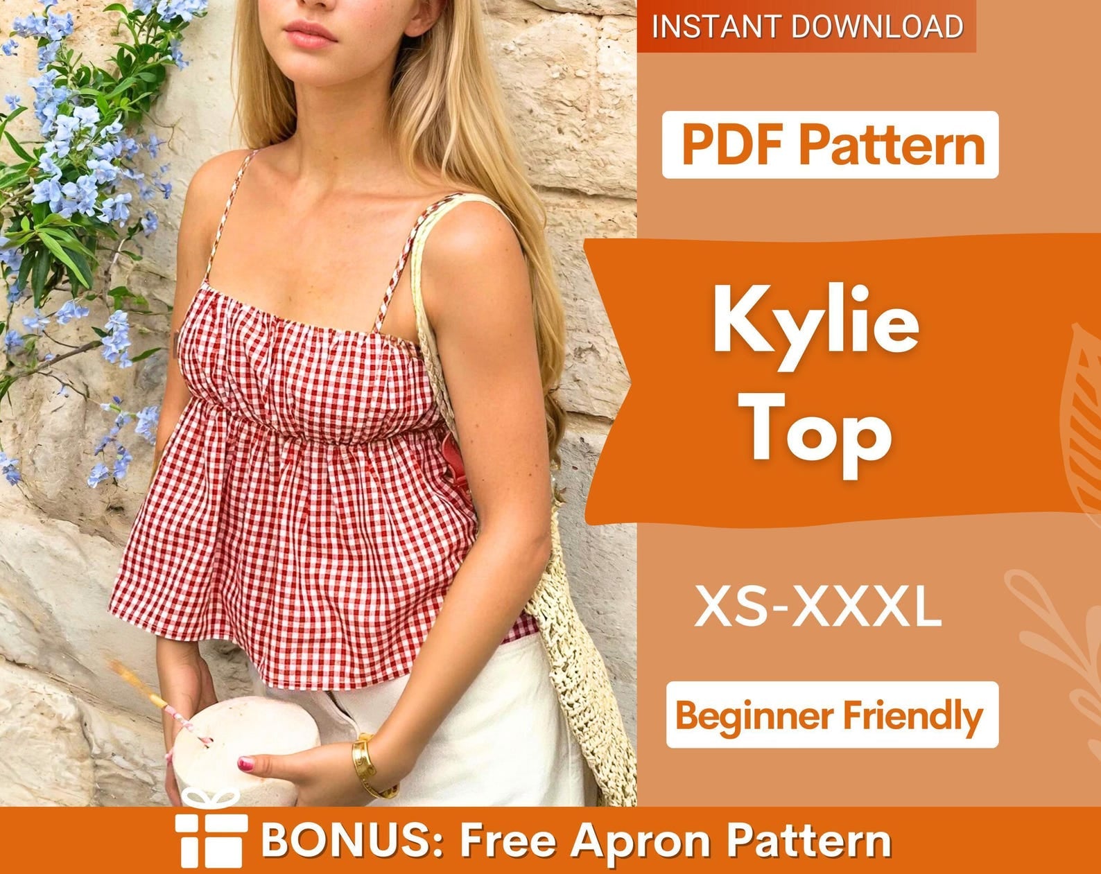 Peplum Top Sewing Pattern, Women Sewing Pattern, Summer Top Pattern, Sewing Patterns for Women, Strappy Top, Blouse Women Top