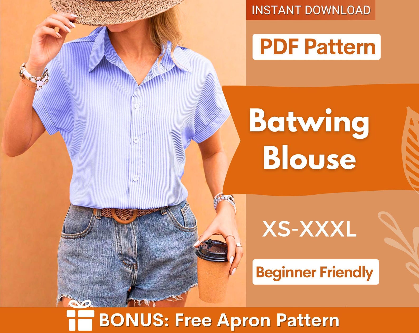 Shirt Sewing Pattern | Blouse Pattern | Women Sewing Pattern | Top Pattern | Beginner Sewing Pattern Top Blouse | Batwing