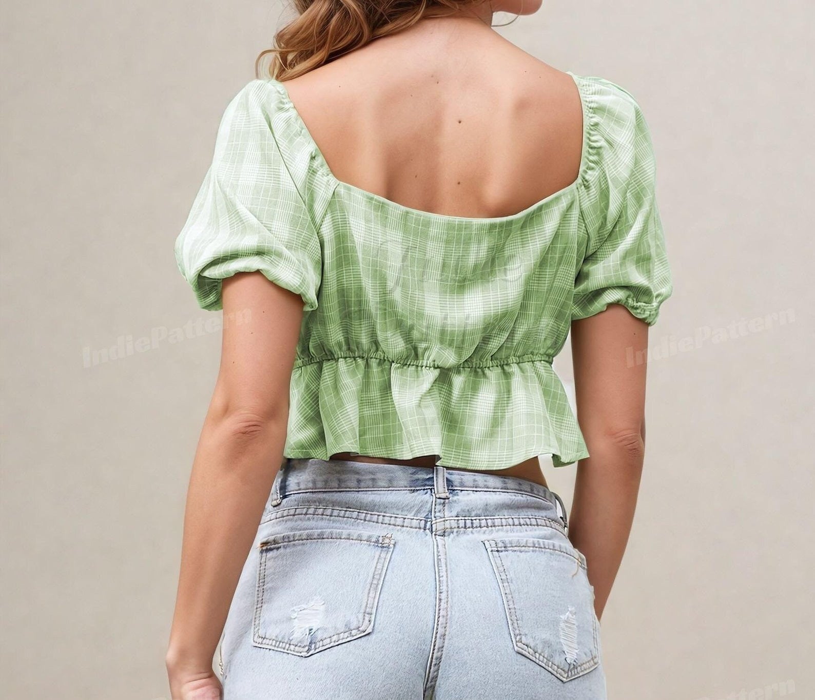 Ruffled Crop Top Sewing Pattern for Women PDF, Top Pattern, Milkmaid pattern, Puff Sleeve Top, Women Sewing pattern PDF