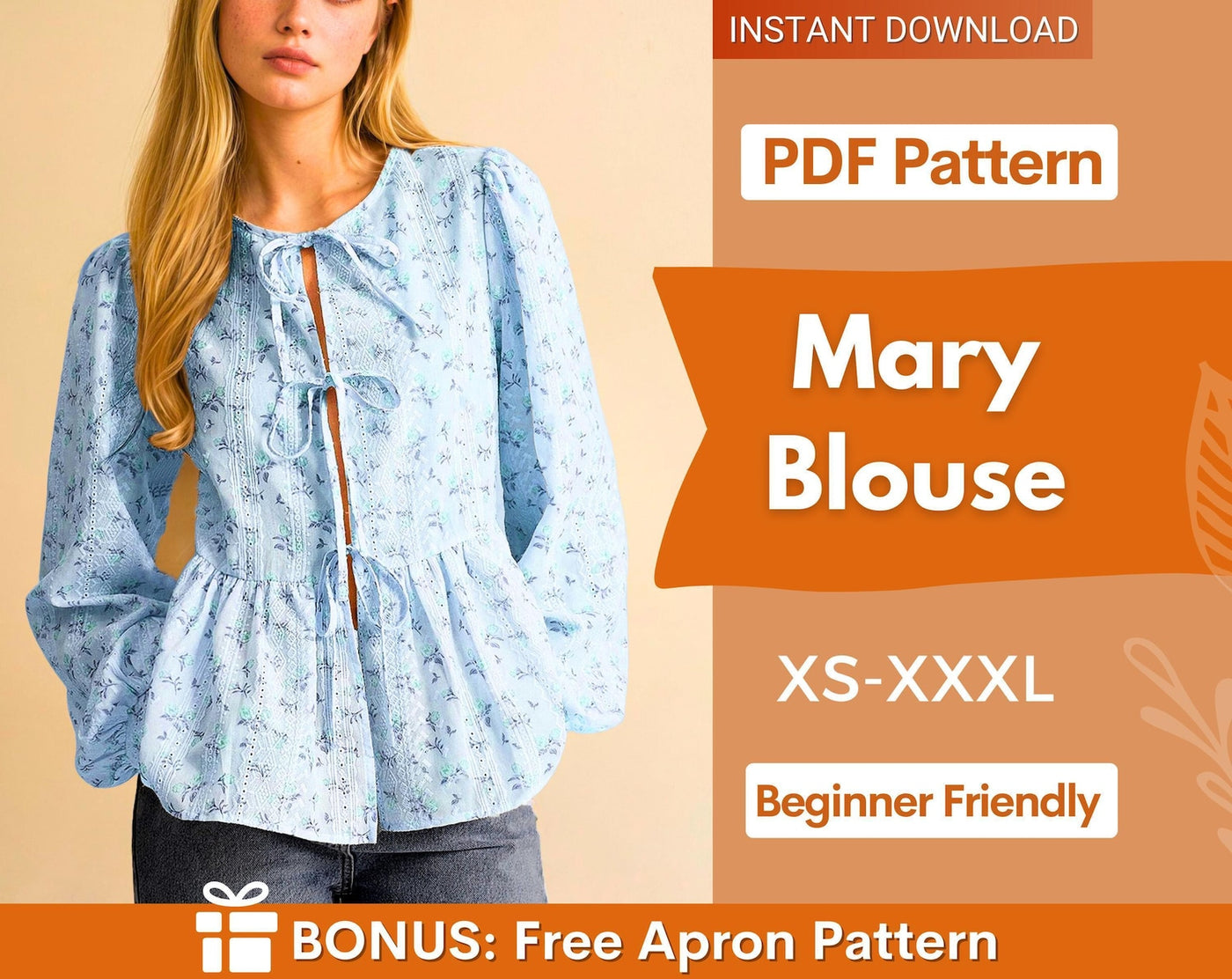 Blouse Sewing Pattern, Front Tie Blouse, Knot Blouse, Shirt Pattern, Milkmaid Pattern, Women Shirt, Peplum Top, Peplum Blouse