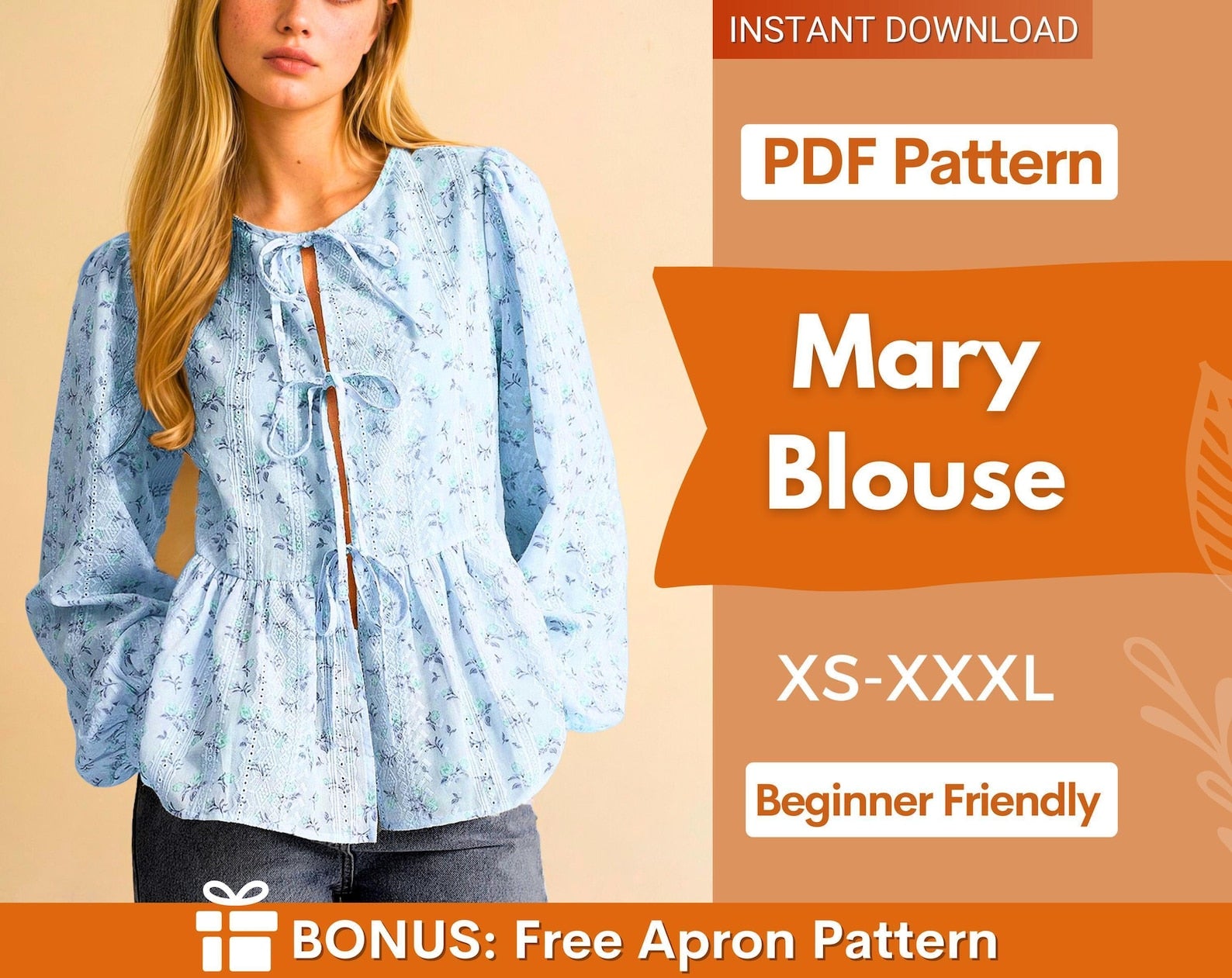 Blouse Sewing Pattern, Front Tie Blouse, Knot Blouse, Shirt Pattern, Milkmaid Pattern, Women Shirt, Peplum Top, Peplum Blouse