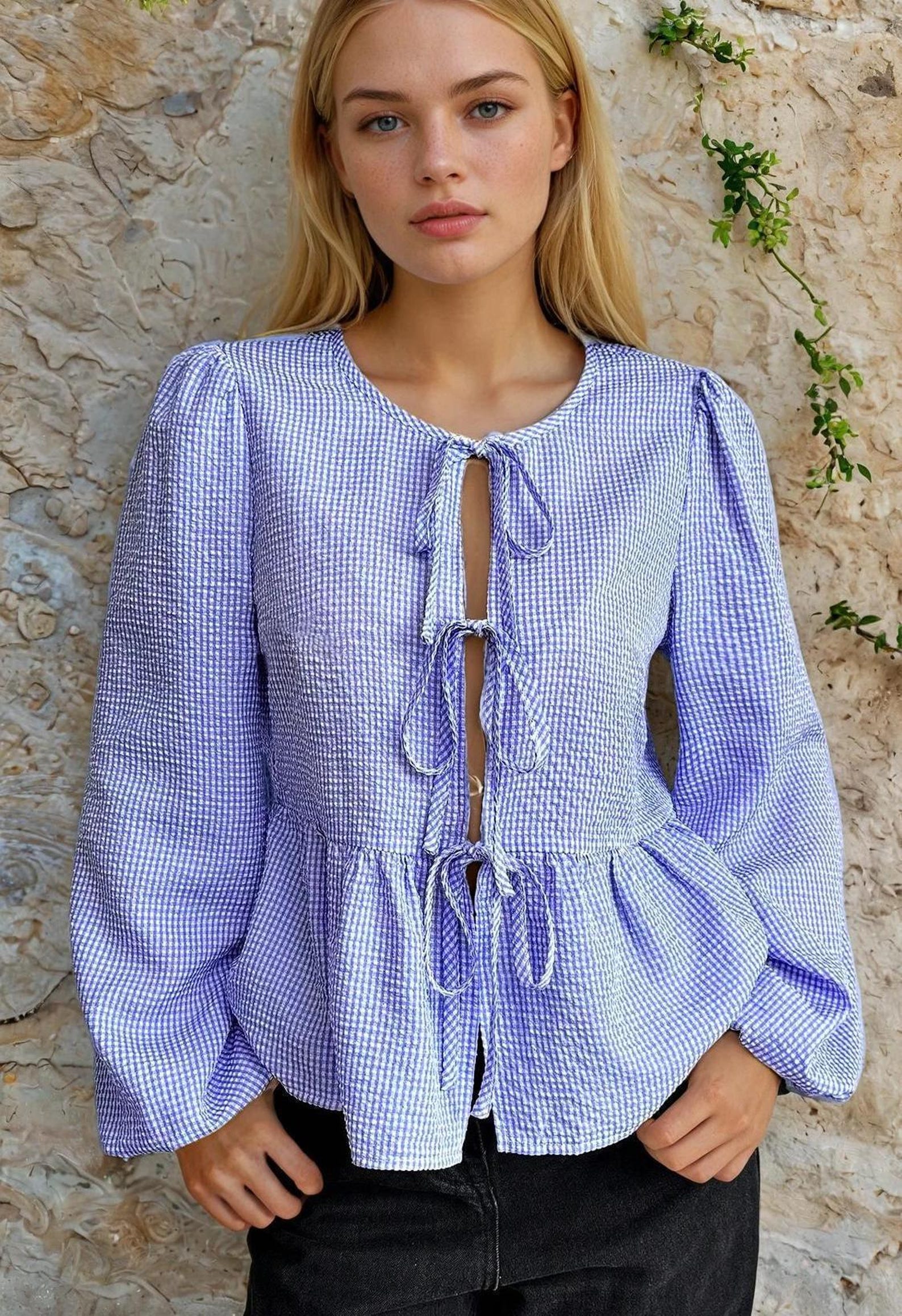 Blouse Sewing Pattern, Front Tie Blouse, Knot Blouse, Shirt Pattern, Milkmaid Pattern, Women Shirt, Peplum Top, Peplum Blouse