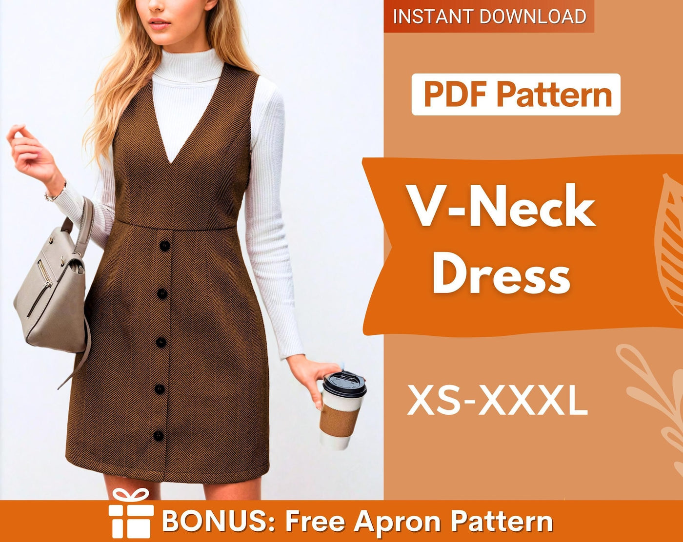 Dress Sewing Pattern | Overall Dress Pattern| Sewing Patterns | Women Sewing Pattern Dress | Short Dress | Overall Autumn