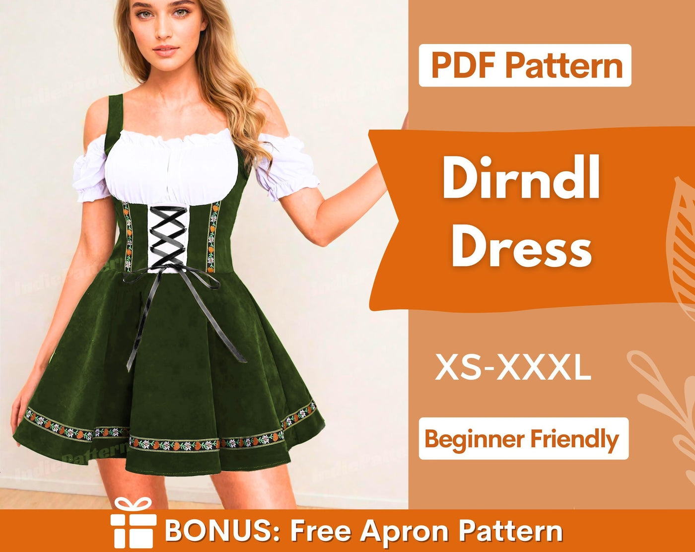 Dirndl Dress Sewing Pattern | Oktoberfest Dress | Milkmaid Dress Pattern | Dress Pattern | Cottagecore Dress pattern | Women