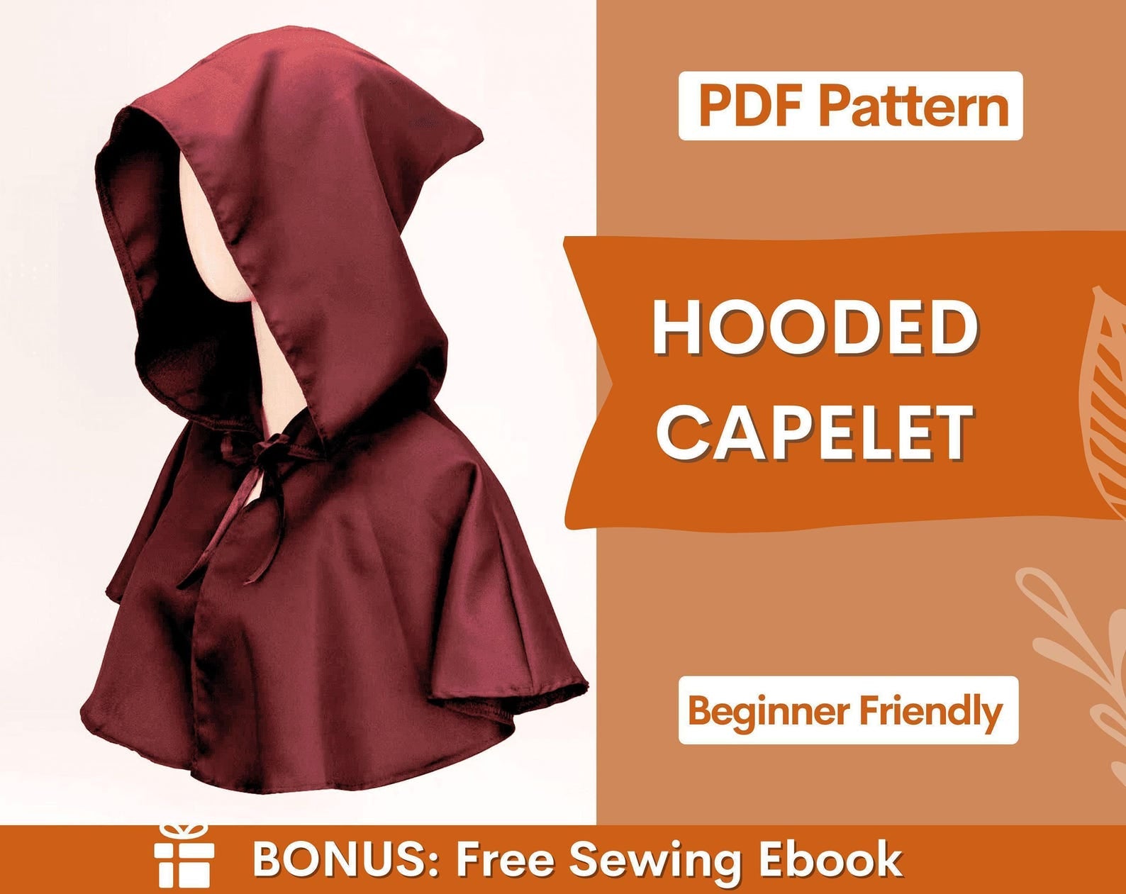 Hooded Capelet Pattern, Cape with Hoodie Sewing Pattern, Cape Pattern, Capelet Pattern, Medieval Dress Pattern, Cosplay Cloak