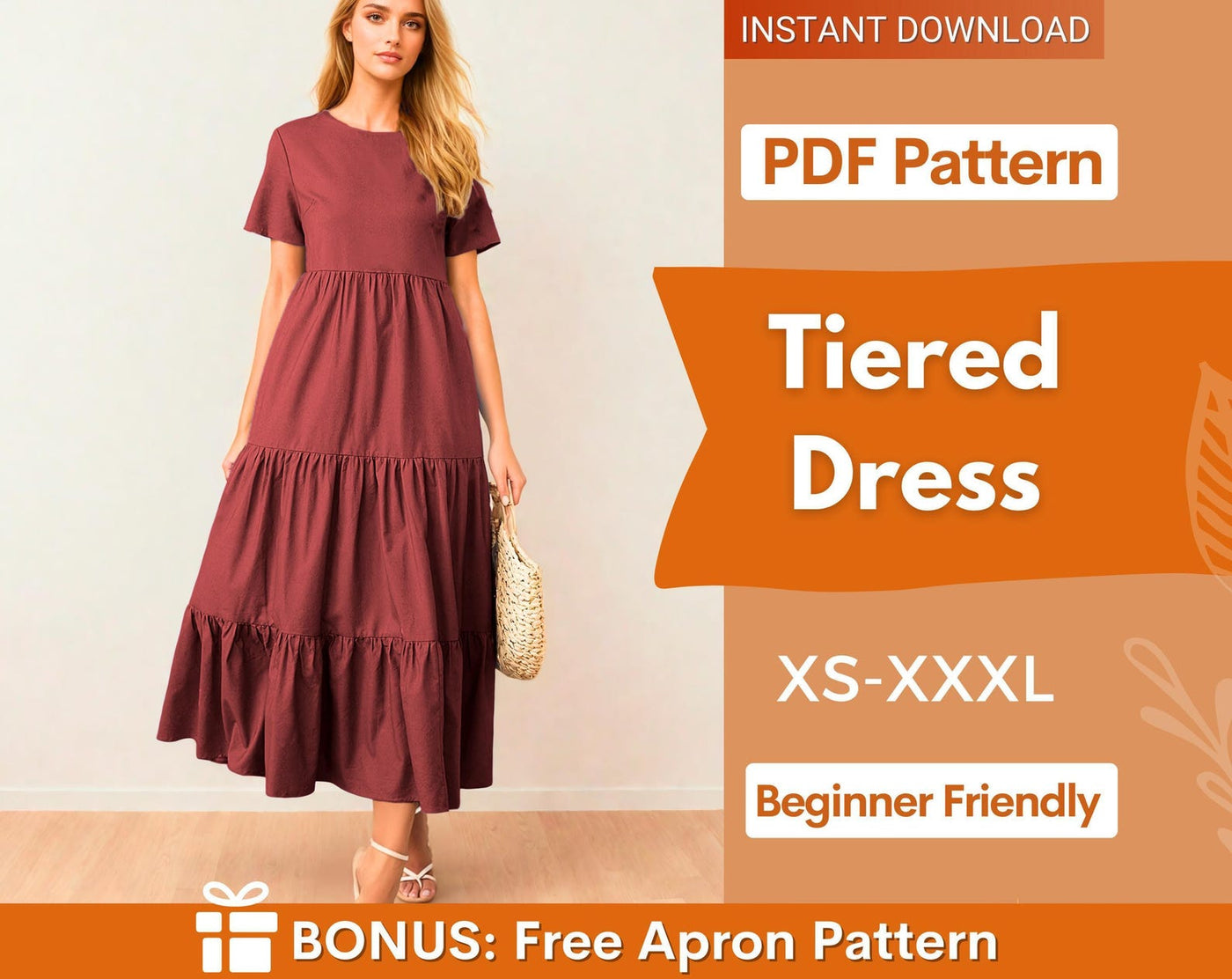 Tiered Dress Sewing Pattern | Dress Pattern | Sewing Patterns | Women Patterns | Casual Dress | Summer Dress | Comfy Dress |