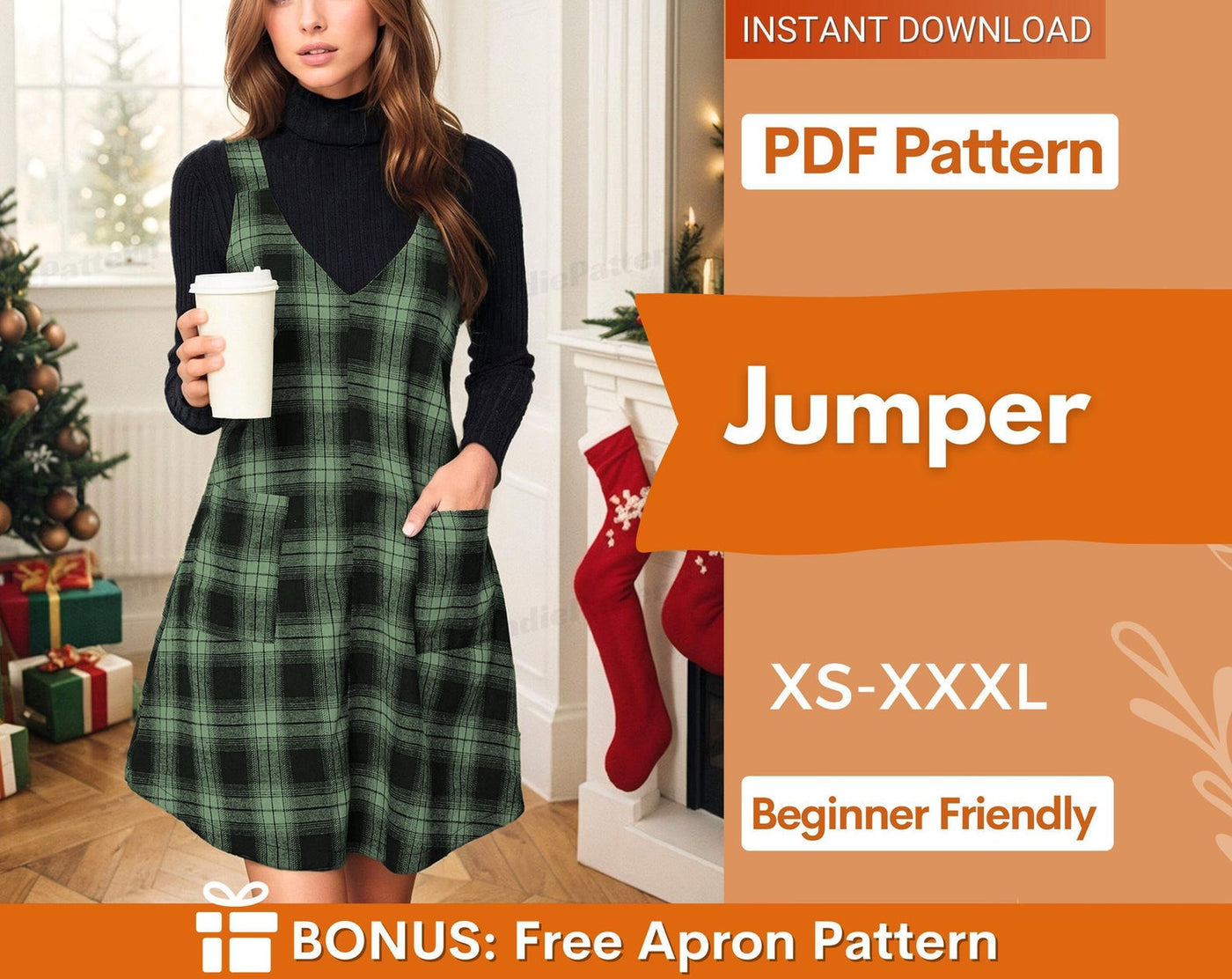 Dress Pattern - Jumper Pattern - Pinafore pattern - Pinafore dress pattern - Jumper Dress Pattern - Sewing Pattern - Women