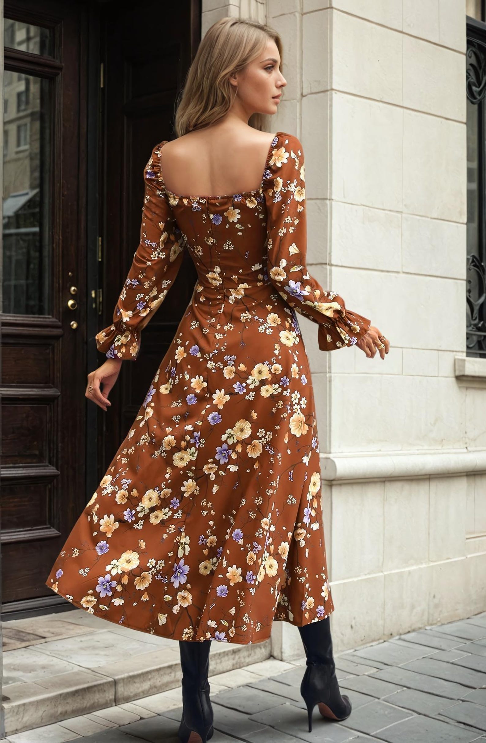 Dress Sewing Pattern | MaxiDress Pattern | Long Sleeved Dress Sewing Pattern | Women Dress Pattern | Sewing Patterns for