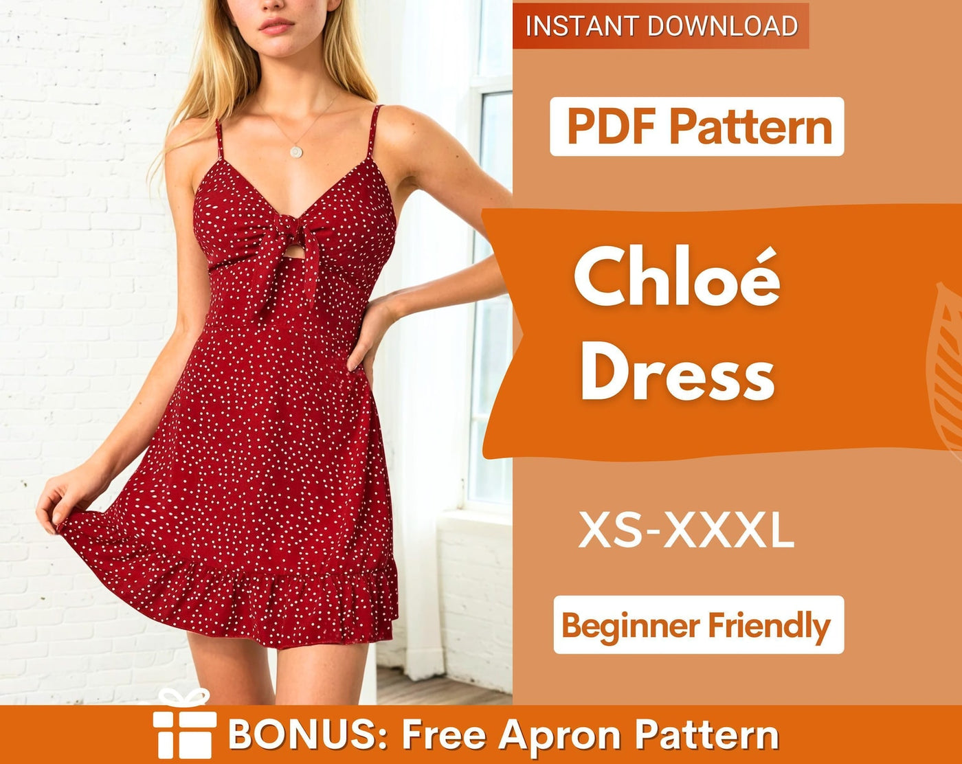 Front Tie Dress Sewing Pattern | Summer Dress Pattern | Women Sewing Pattern | Sewing Patterns | Dress Pattern | Prom Dress |