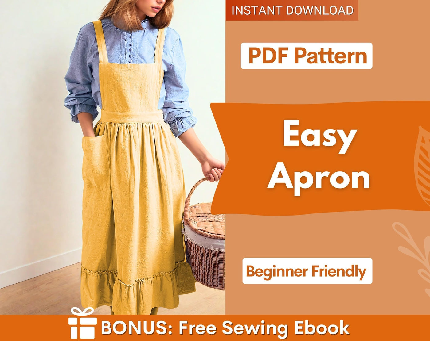 Apron Sewing Pattern, Sewing Patterns, Pinafore Pattern, Women Patterns, Pinafore Apron Pattern, Sewing pattern PDF, Cottage