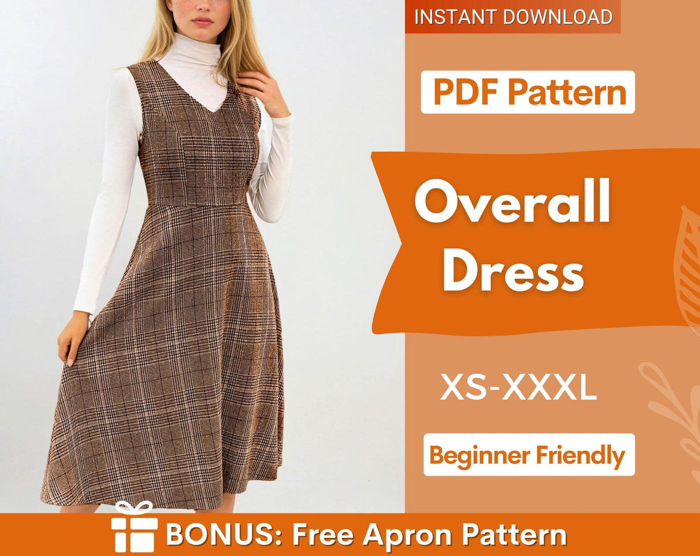 Overall Dress Sewing Pattern | Dress Pattern | Sewing Patterns | Women Dress Pattern | Women pattern | Milkmaid Dress