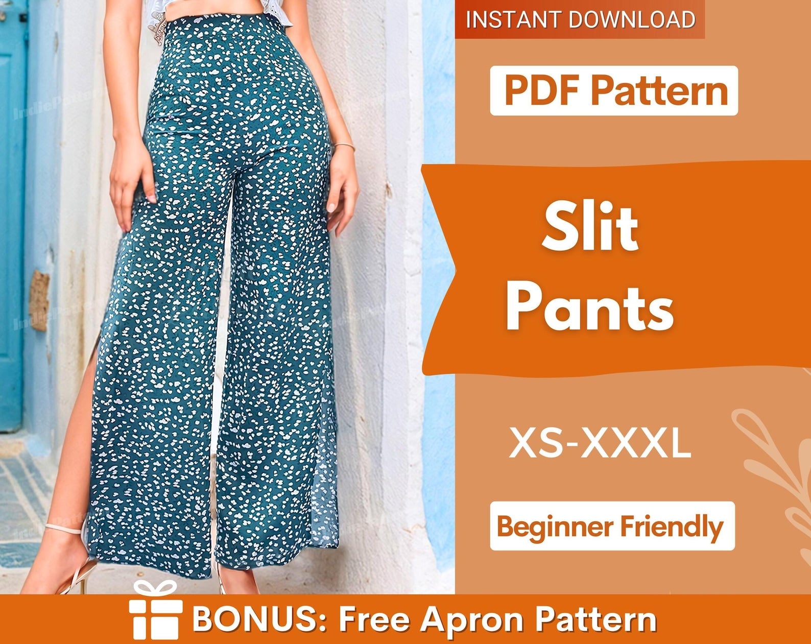 Slit Pants Pattern | XS-XXXL | Pants Sewing Pattern | Summer Pants Pattern | Beginner Sewing Pattern | Women Sewing Pattern |