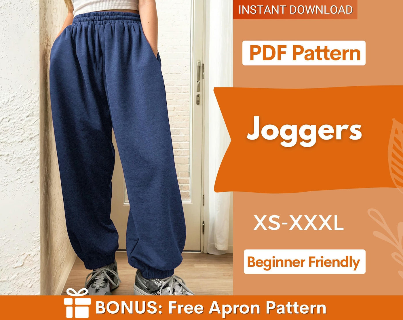 Easy Joggers Sewing Pattern, Joggers Pattern for Women, Sewing Pattern Women,Beginner Jogger Pattern, Sweatpants Pattern