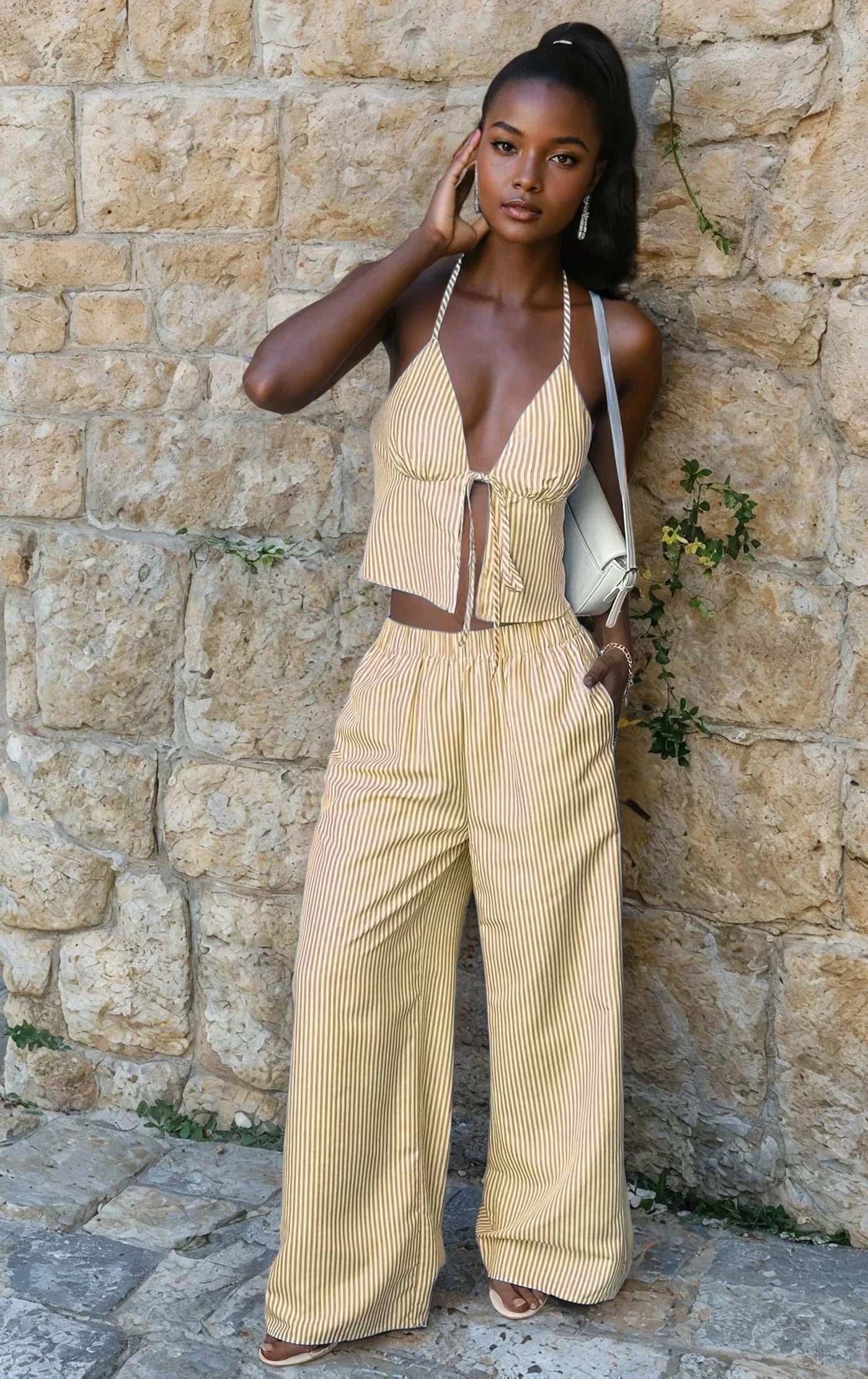 Front Tie Top & Wide Leg Pants Sewing Pattern | Top Sewing Pattern | Sewing Pattern Women | Wide Leg Pants Pattern | Top