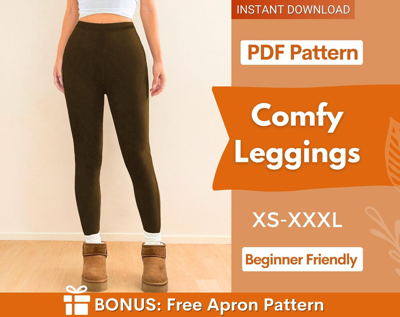 Leggings Sewing Pattern | High Waisted Leggings Sewing Pattern | High Rise Leggings | Women's Leggings | Women Sewing