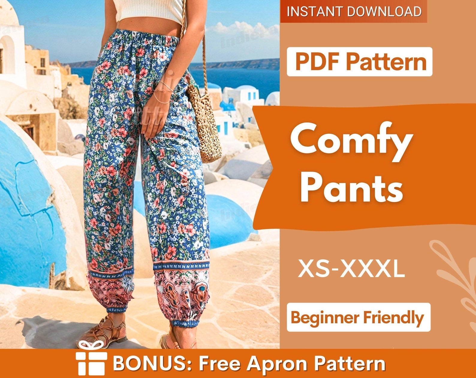 Pants Pattern | XS-XXXL | Harem Pants Pattern | Comfy Pants Sewing Pattern | Summer Pants Pattern | Beginner Sewing Pattern