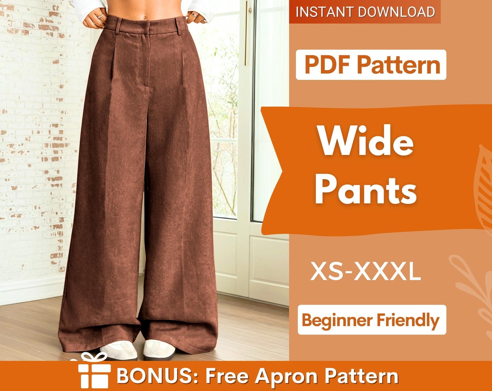 Wide Pants Sewing Pattern | Women Pants Pattern | Sewing Patterns | Trousers Pattern | Women Sewing Patterns | Palazzo Pants