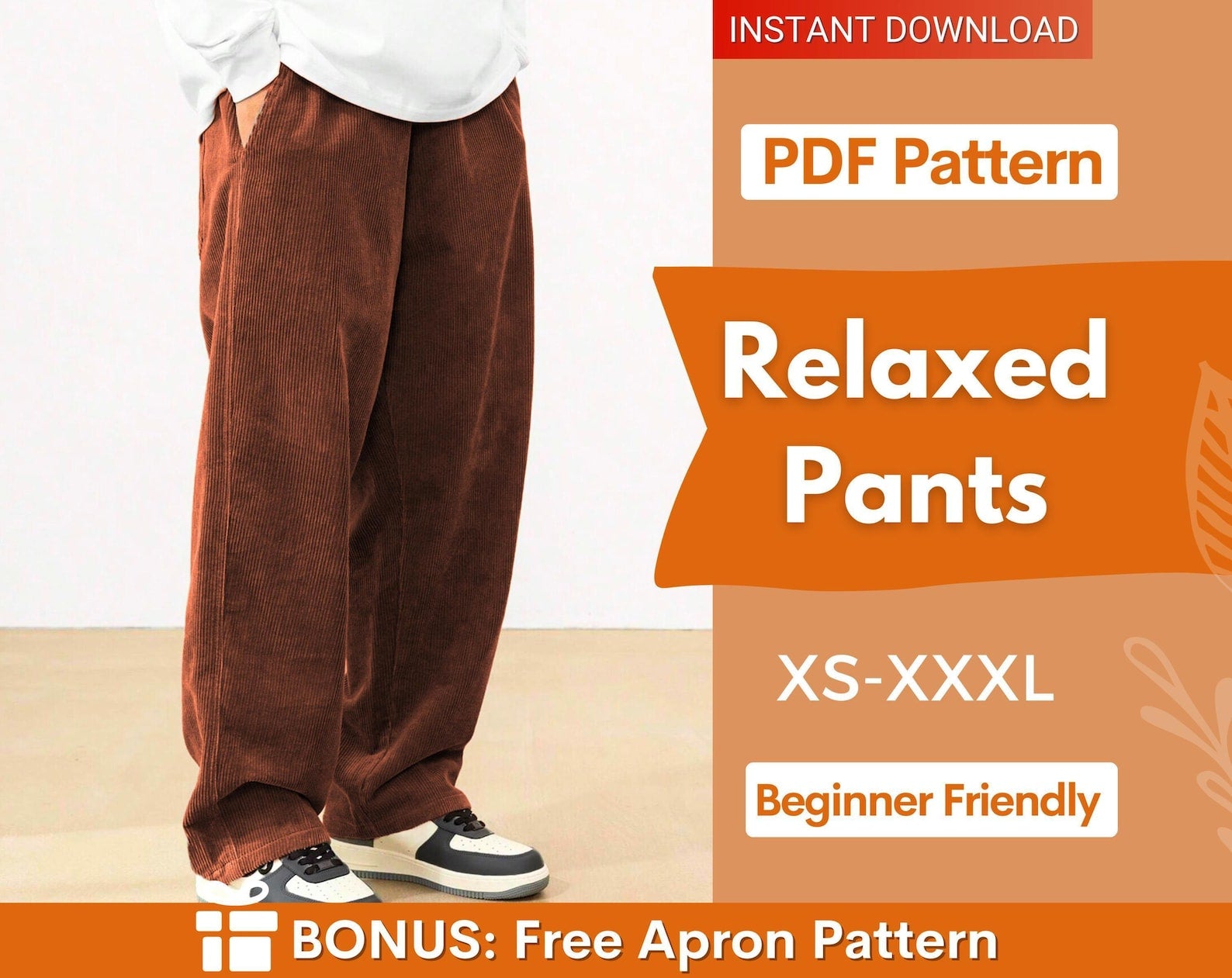 Men Pants Sewing Pattern | Men Trousers Pattern | Sewing Pattern for Men | Pants with Pockets | Men's Sewing Pattern |