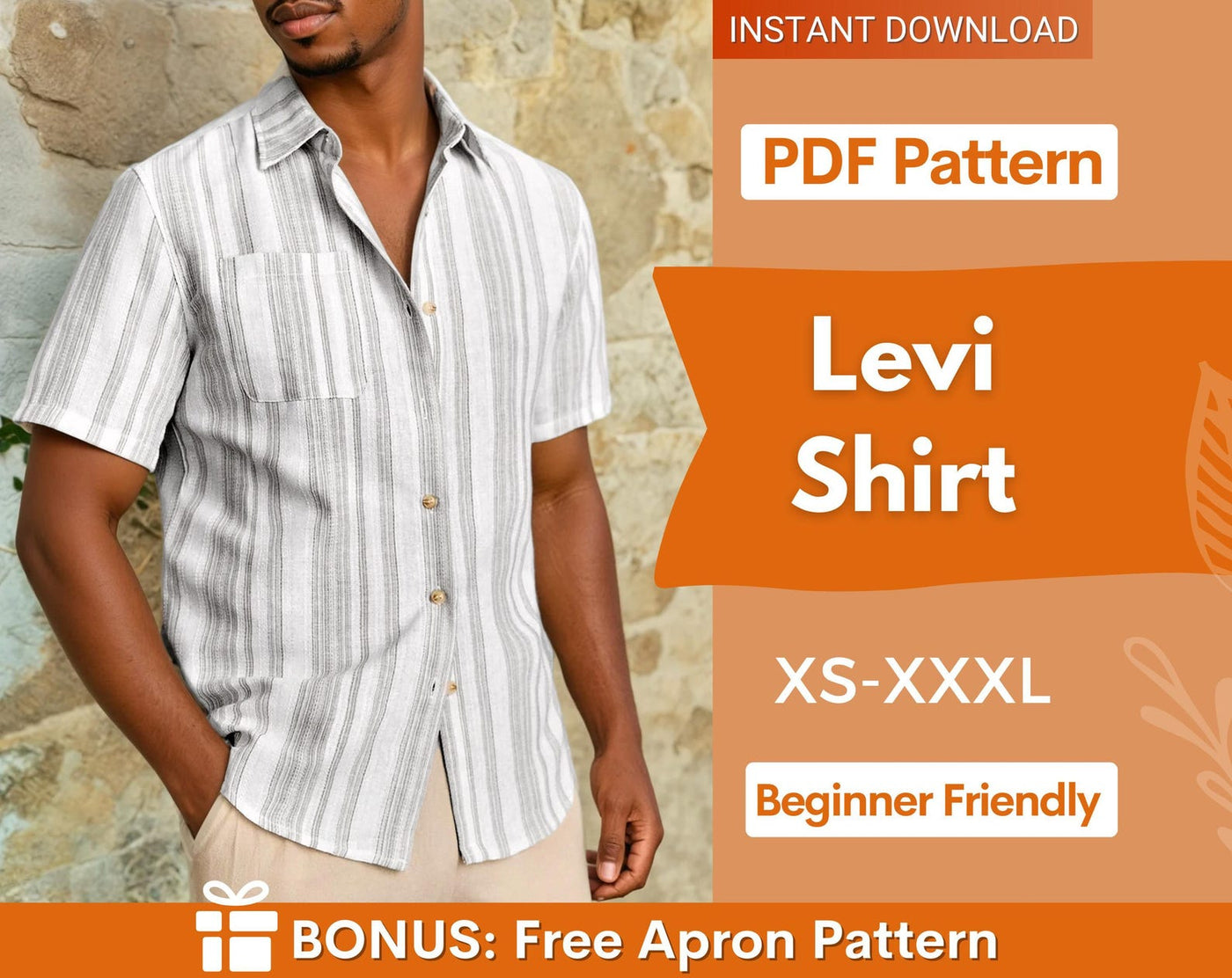 Men Shirt Sewing Pattern, Hawaiian Shirt Pattern, Sewing Pattern for Men, Shirt Pattern, Men's PDF Pattern shirt, Short