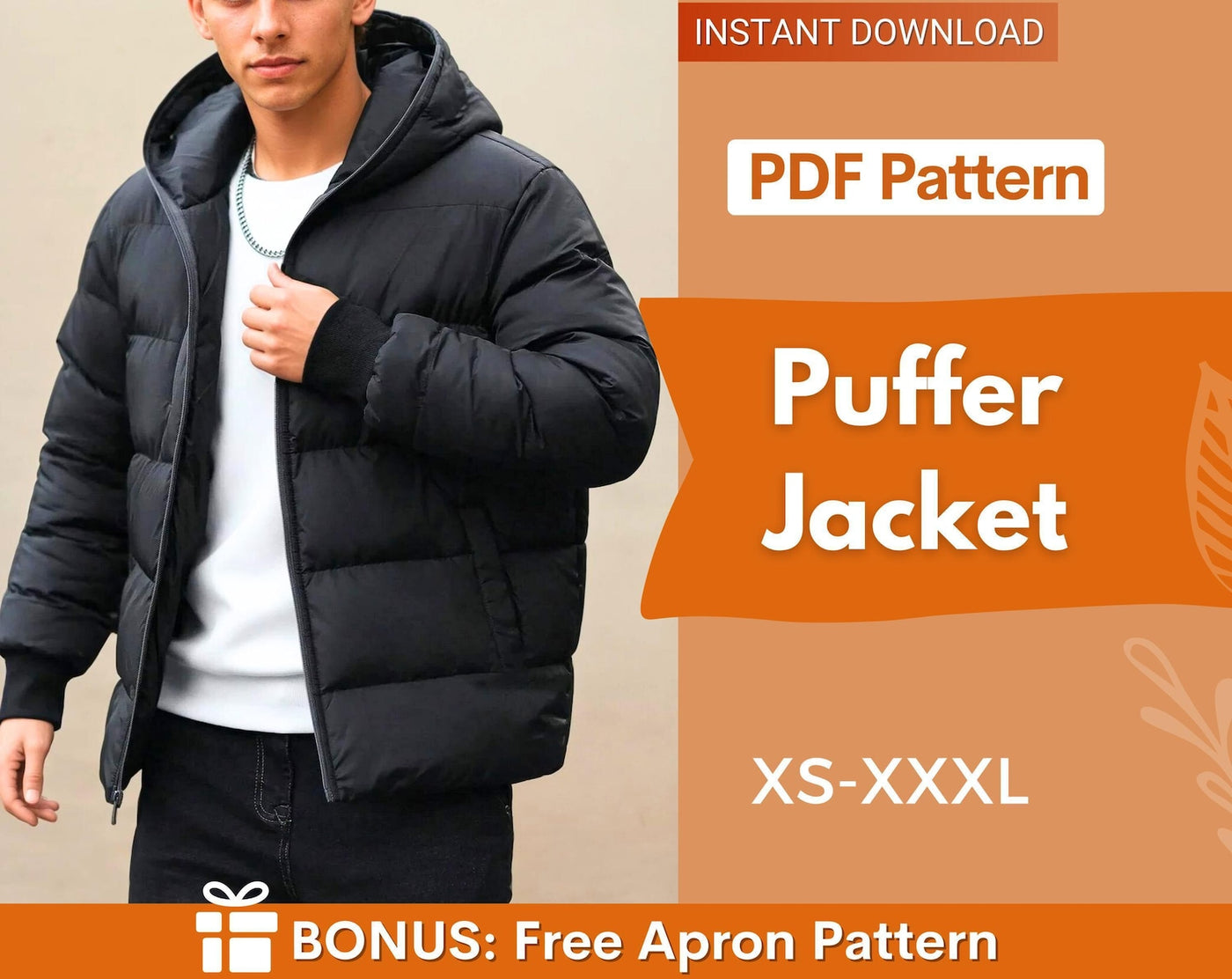Men Jacket Sewing Pattern, Jacket Sewing Pattern for Men, Men Sewing Pattern, Pattern Men, Puffer Jacket Men Coat Pattern
