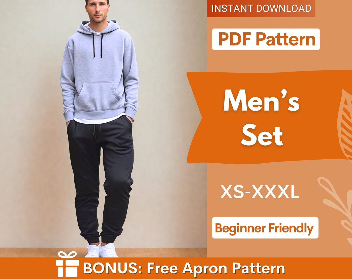 Hoodie & Joggers Patterns for Men, Loungewear Pattern Men, Sweatpants pattern men, Sweatshirt Men Pattern, Men Joggers